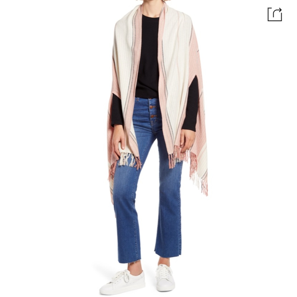 Madewell Maui Stripe Silk Noil Cape Scarf NWT